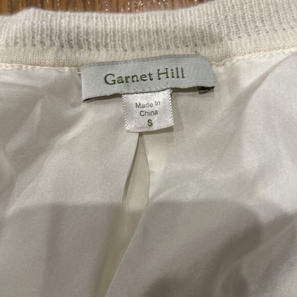 Garnet Hill Sweater Womens Small Cashmere Silk Button Front Pockets Ivory - Picture 2 of 6